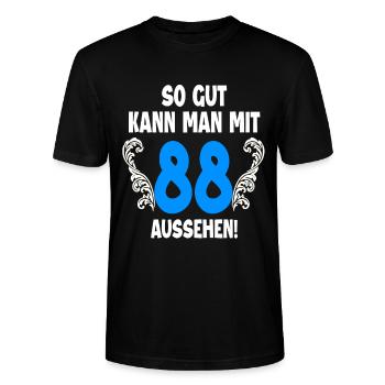88. Geburtstag - Stanley/Stella Unisex Bio-T-Shirt CRAFTER - Schwarz - Vorne - Alina (178cm) & Michal (187cm)