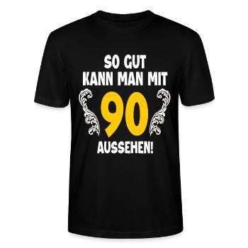 90. Geburtstag - Stanley/Stella Unisex Bio-T-Shirt CRAFTER - Schwarz - Vorne - Alina (178cm) & Michal (187cm)