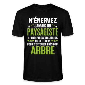 Paysagiste et jardinier cadeau humour - T-shirt bio CRAFTER Stanley Stella Unisexe - noir - Devant - Alina (178cm) & Michal (187cm)