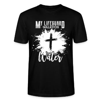 Jesus God Christian Church Gift - Stanley/Stella CRAFTER Unisex Organic T-Shirt - black - Front - Alina (178cm) & Michal (187cm)