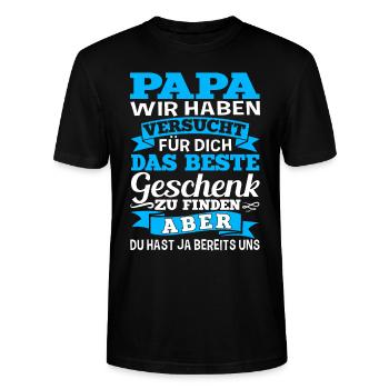 Papa Wir Haben Versucht Das Beste Geschenk - Stanley/Stella Unisex Bio-T-Shirt CRAFTER - Schwarz - Vorne - Alina (178cm) & Michal (187cm)