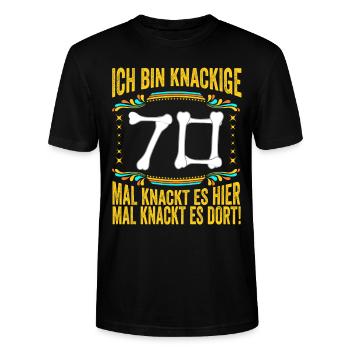 70 Geburtstag 70 Ehrentag 70 Jubiläum - Stanley/Stella Unisex Bio-T-Shirt CRAFTER - Schwarz - Vorne - Alina (178cm) & Michal (187cm)