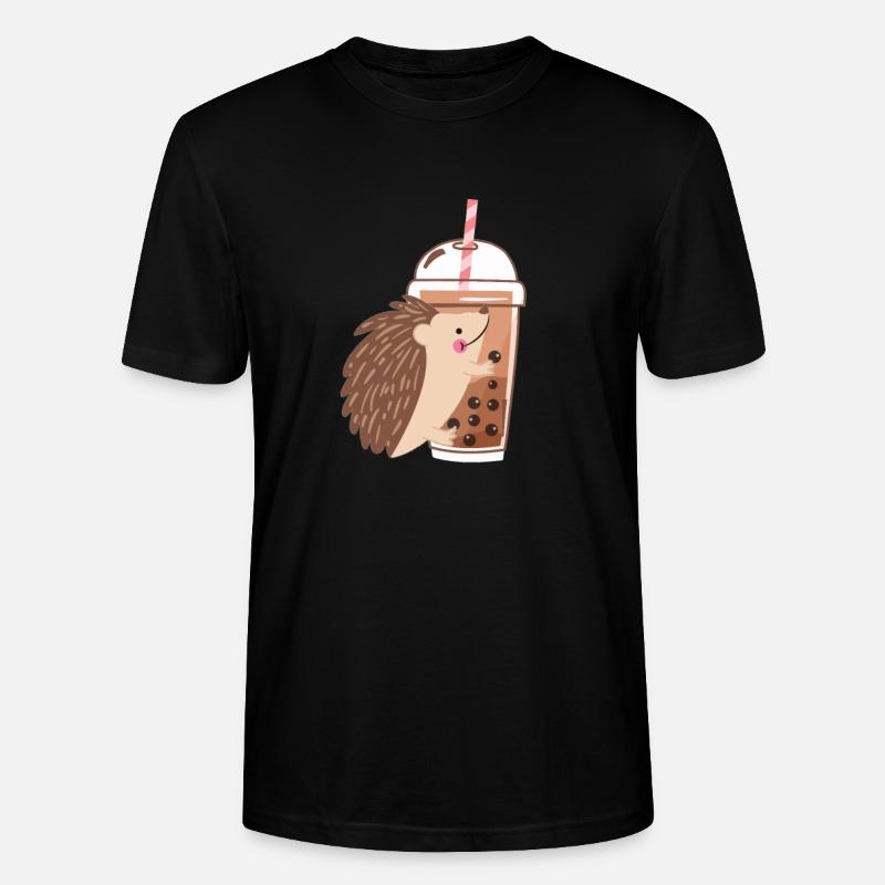 Bubble Tea Hedgehog - Stanley/Stella CRAFTER Unisex Organic T-Shirt - black