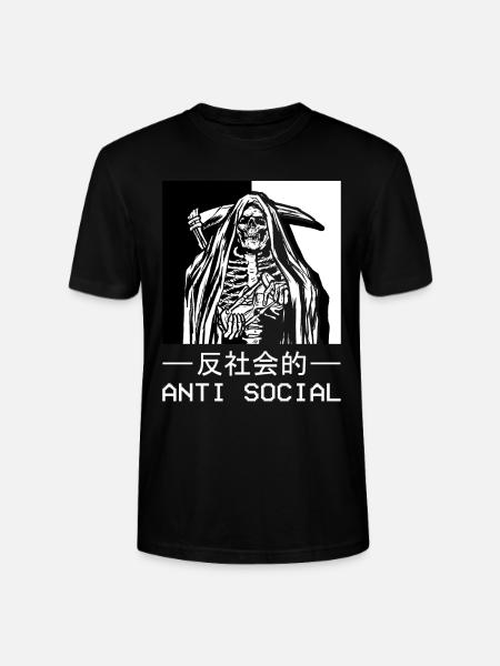 Skelett Sensenmann Antisocial Todesengel - Stanley/Stella Unisex Bio-T-Shirt CRAFTER - Schwarz