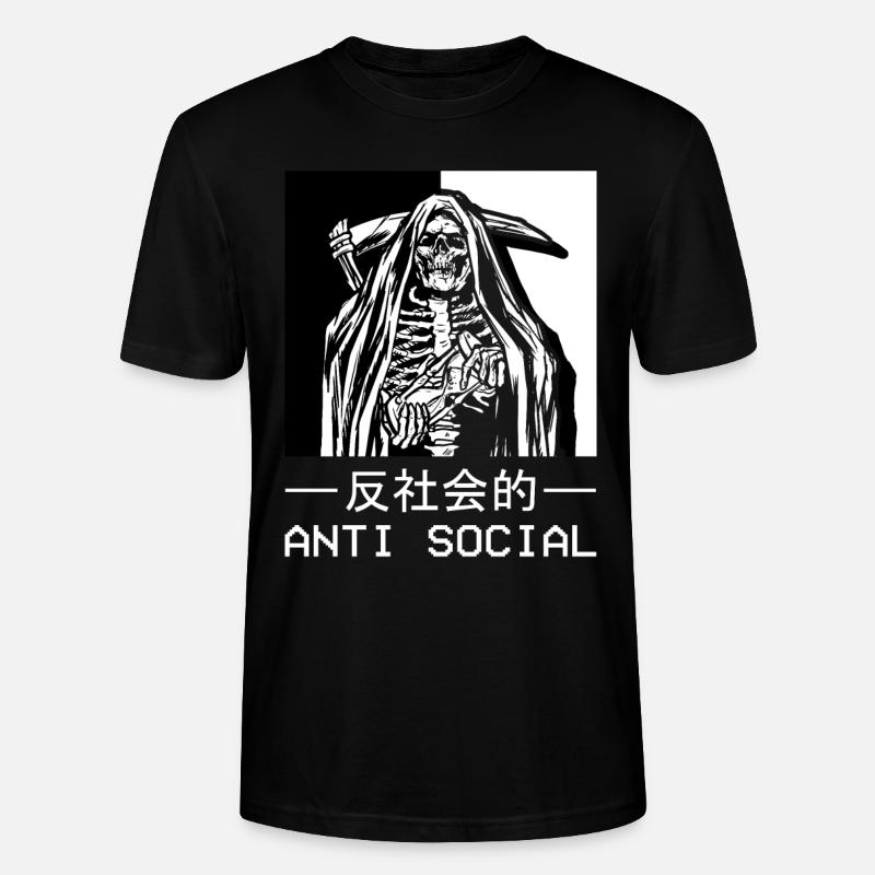 Skelett Sensenmann Antisocial Todesengel - Stanley/Stella Unisex Bio-T-Shirt CRAFTER - Schwarz