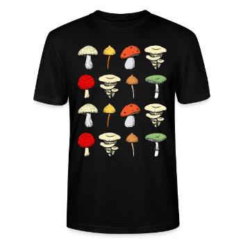 Cottagecore Aestehtic Mushroom Foraging Fungi - Stanley/Stella CRAFTER Unisex Organic T-Shirt - black - Front - Alina (178cm) & Michal (187cm)