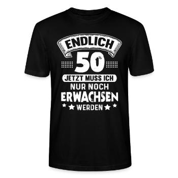 50. Geburtstag Endlich 50 Jahre Erwachsen - Stanley/Stella Unisex Bio-T-Shirt CRAFTER - Schwarz - Vorne - Alina (178cm) & Michal (187cm)