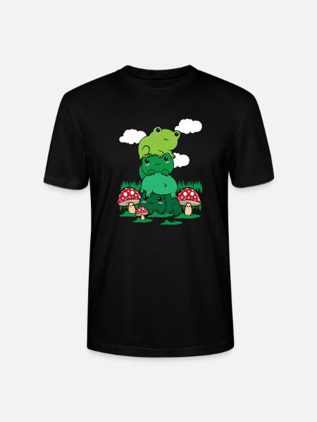 Cottagecore Aesthetic Kawaii Frog Pile Mushroom - Stanley/Stella CRAFTER Unisex Organic T-Shirt - black