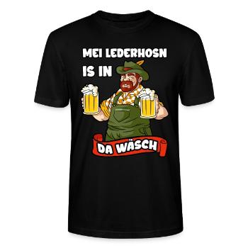 Mei Lederhosn est à da Wäsch Lederhose Tracht - T-shirt bio CRAFTER Stanley Stella Unisexe - noir - Devant - Alina (178cm) & Michal (187cm)
