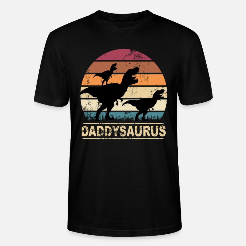 Daddysaurus Dinosaurier Kinder Dino Geschenkidee - Stanley/Stella Unisex Bio-T-Shirt CRAFTER - Schwarz