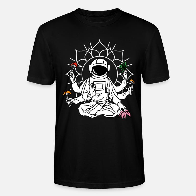 Astronaute Magic Mushrooms Psychedelic LSD - T-shirt bio CRAFTER Stanley Stella Unisexe - noir