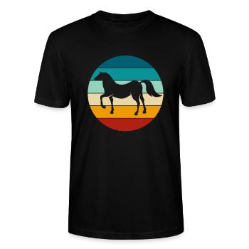 Chevaux Chevaux Chevaux Cheval Cheval Vintage Pony Cadeau - T-shirt bio CRAFTER Stanley Stella Unisexe - noir - Devant - Alina (178cm) & Michal (187cm)