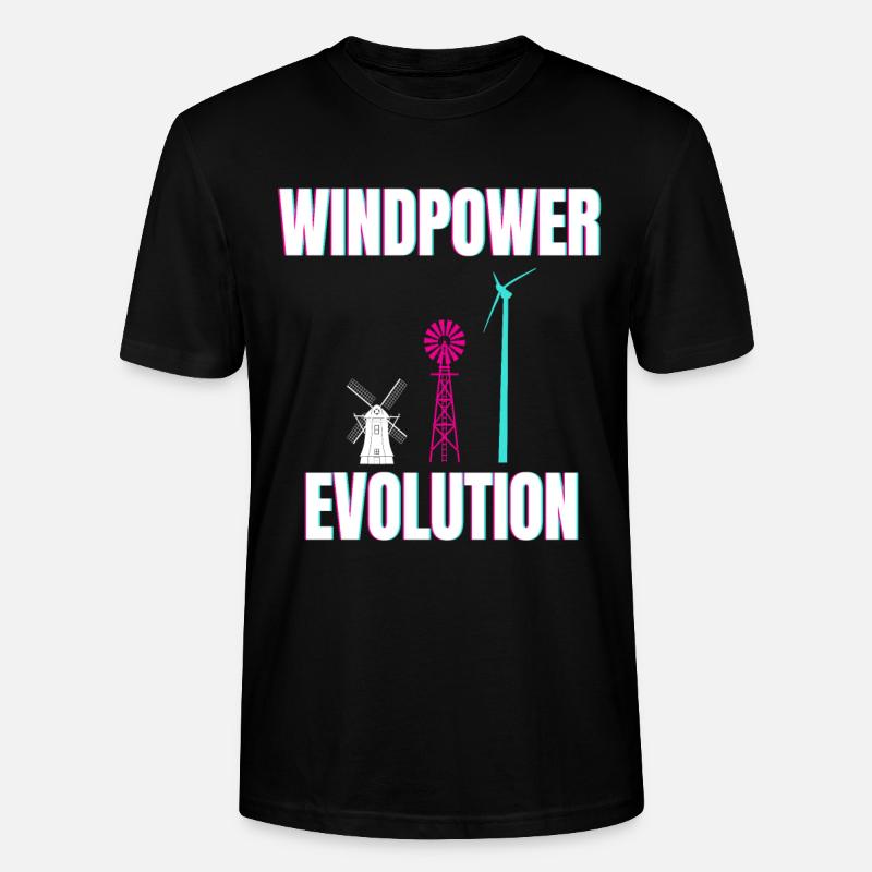 Windpower Evolution Windkraft Wind - Stanley/Stella Unisex Bio-T-Shirt CRAFTER - Schwarz