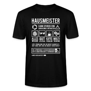 Hausmeister Lustiges Hauswart Facility Manager - Stanley/Stella Unisex Bio-T-Shirt CRAFTER - Schwarz - Vorne - Alina (178cm) & Michal (187cm)
