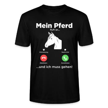 Mein Pferd Ruft An Reiten Pferdebesitzer Stall Huf - Stanley/Stella Unisex Bio-T-Shirt CRAFTER - Schwarz - Vorne - Alina (178cm) & Michal (187cm)