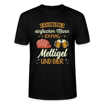 Mettigel und Bier Hackfleisch Hackepeter Mett - Stanley/Stella Unisex Bio-T-Shirt CRAFTER - Schwarz - Vorne - Alina (178cm) & Michal (187cm)