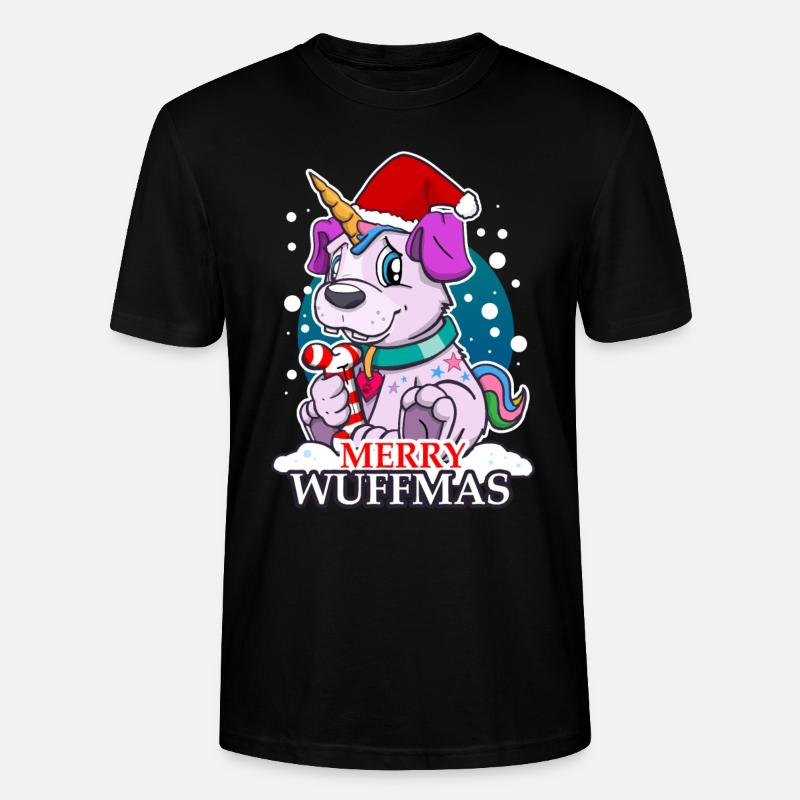 Weihnachten Hund Einhorn - Stanley/Stella Unisex Bio-T-Shirt CRAFTER - Schwarz