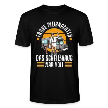 Frohe Weihnachten das Scheißhaus war voll - Stanley/Stella Unisex Bio-T-Shirt CRAFTER - Schwarz - Vorne - Alina (178cm) & Michal (187cm)