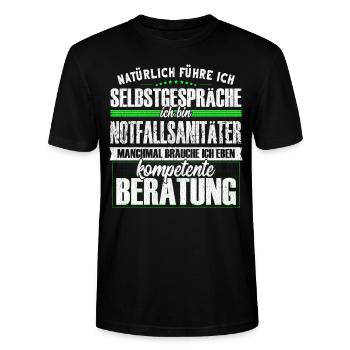 Notfallsanitäter Selbstgespräche - Stanley/Stella Unisex Bio-T-Shirt CRAFTER - Schwarz - Vorne - Alina (178cm) & Michal (187cm)