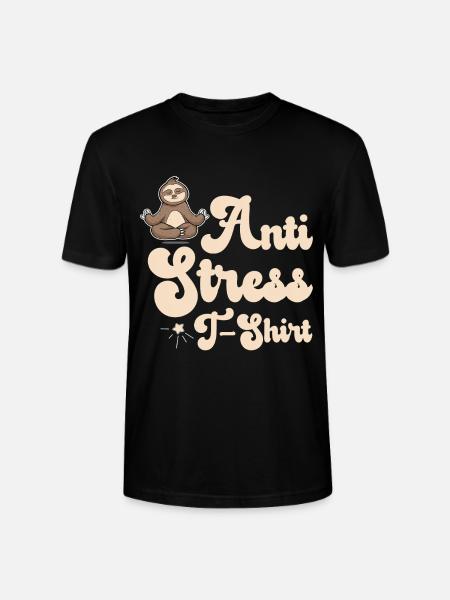 Anti-Stress T-Shirt mit Faultier - Stanley/Stella Unisex Bio-T-Shirt CRAFTER - Schwarz