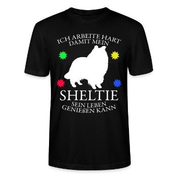 Sheltie Shetland Sheepdog Shelties - Stanley/Stella Unisex Bio-T-Shirt CRAFTER - Schwarz - Vorne - Alina (178cm) & Michal (187cm)