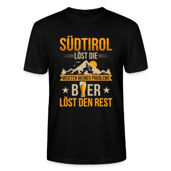 Südtirol und Bier Südtiroler Italien Berge - Stanley/Stella Unisex Bio-T-Shirt CRAFTER - Schwarz - Vorne - Alina (178cm) & Michal (187cm)