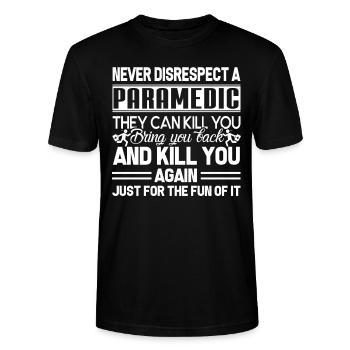 Paramedic Just For Paramedic - Stanley/Stella CRAFTER Unisex Organic T-Shirt - black - Front - Alina (178cm) & Michal (187cm)
