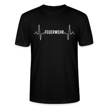 Feuerwehr Herzschlag - Stanley/Stella Unisex Bio-T-Shirt CRAFTER - Schwarz - Vorne - Alina (178cm) & Michal (187cm)