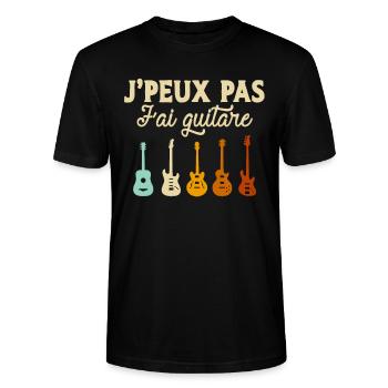 J'Peux Pas J'ai Guitare Cadeau Guitariste - T-shirt bio CRAFTER Stanley Stella Unisexe - noir - Devant - Alina (178cm) & Michal (187cm)