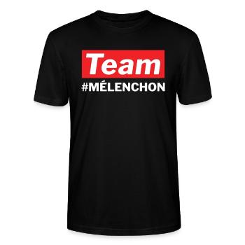 Votez Jean-Luc Mélenchon team président en 2022 - T-shirt bio CRAFTER Stanley Stella Unisexe - noir - Devant - Alina (178cm) & Michal (187cm)