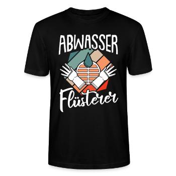 Retro Abwasser Flüsterer Abwassertechniker - Stanley/Stella Unisex Bio-T-Shirt CRAFTER - Schwarz - Vorne - Alina (178cm) & Michal (187cm)