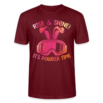 Skifahrer Ski Fahren Rise & Shine It's Powder Time - Stanley/Stella Unisex Bio-T-Shirt CRAFTER - Burgunderrot - Vorne - Alina (178cm) & Michal (187cm)