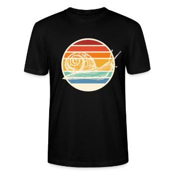 Schnecken Schneckenhaus Rennschnecke - Stanley/Stella Unisex Bio-T-Shirt CRAFTER - Schwarz - Vorne - Alina (178cm) & Michal (187cm)