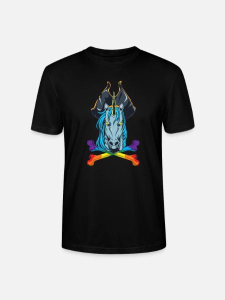 Regnbue knogler - Pirat enhjørning - Stanley Stella CRAFTER unisex økologisk-T-shirt - sort