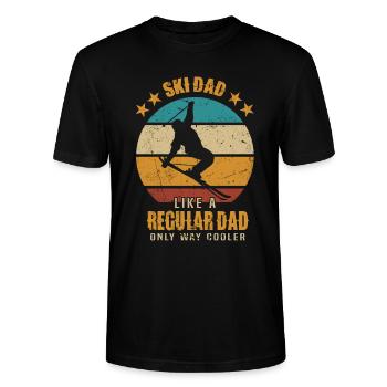 Skifahrer Papa Skifahren Ski Dad Skier Skiing - Stanley/Stella Unisex Bio-T-Shirt CRAFTER - Schwarz - Vorne - Alina (178cm) & Michal (187cm)