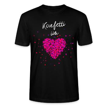 Konfetti im Herzen Fasching Karneval Konfetti - Stanley/Stella Unisex Bio-T-Shirt CRAFTER - Schwarz - Vorne - Alina (178cm) & Michal (187cm)