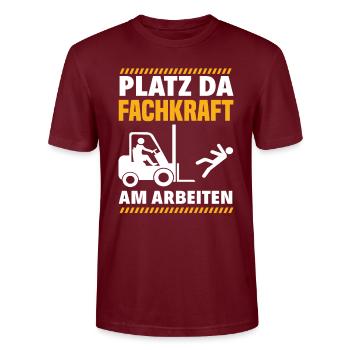 Staplerfahrer Lager Lagerarbeiter - Stanley/Stella Unisex Bio-T-Shirt CRAFTER - Burgunderrot - Vorne - Alina (178cm) & Michal (187cm)