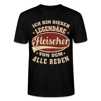 Fleischer ich bin dieser legendäre Fleischer - Stanley/Stella Unisex Bio-T-Shirt CRAFTER - Schwarz - Vorne - Alina (178cm) & Michal (187cm)