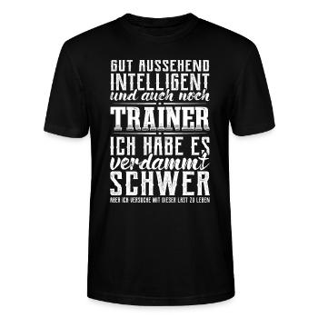 Trainer Fitnesstrainer Sportlehrer Lustig Coach - Stanley/Stella Unisex Bio-T-Shirt CRAFTER - Schwarz - Vorne - Alina (178cm) & Michal (187cm)