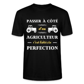 agriculteur perfection humour agricole homme drole - T-shirt bio CRAFTER Stanley Stella Unisexe - noir - Devant - Alina (178cm) & Michal (187cm)