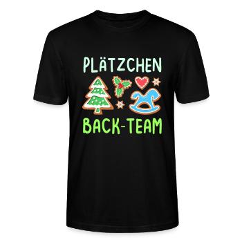 Das ist mein Plätzchen Backshirt backen - Stanley/Stella Unisex Bio-T-Shirt CRAFTER - Schwarz - Vorne - Alina (178cm) & Michal (187cm)