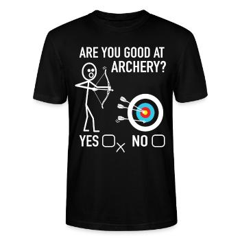 Bogensport Bogenschützen Are You Good At Archery - Stanley/Stella Unisex Bio-T-Shirt CRAFTER - Schwarz - Vorne - Alina (178cm) & Michal (187cm)