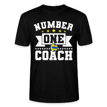 Nummer eins Trainer Volleyball - Stanley/Stella Unisex Bio-T-Shirt CRAFTER - Schwarz - Vorne - Alina (178cm) & Michal (187cm)