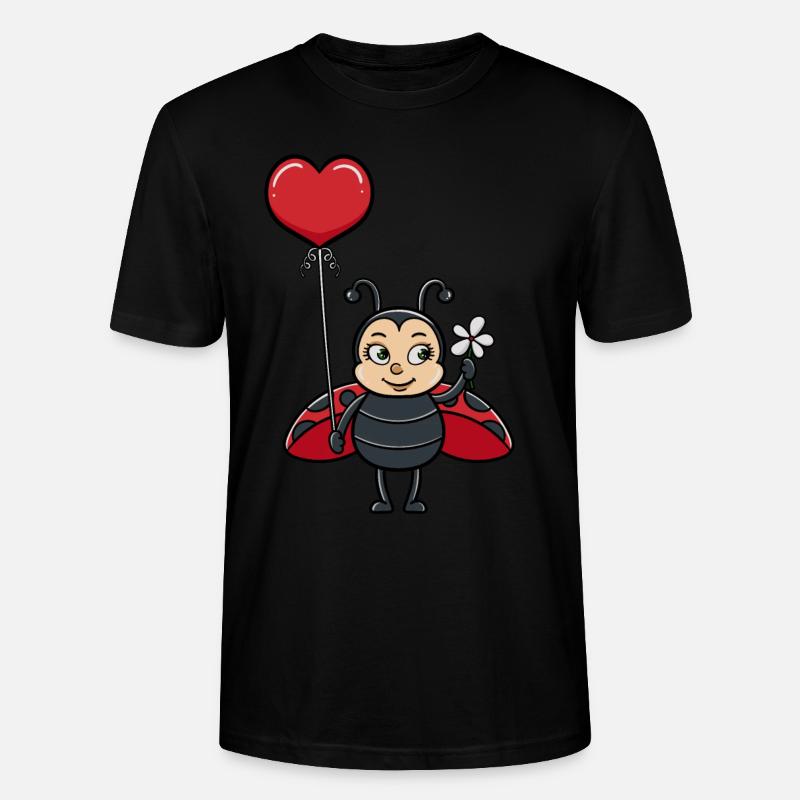 Marienkäfer mit Herz Luftballon - Stanley/Stella Unisex Bio-T-Shirt CRAFTER - Schwarz