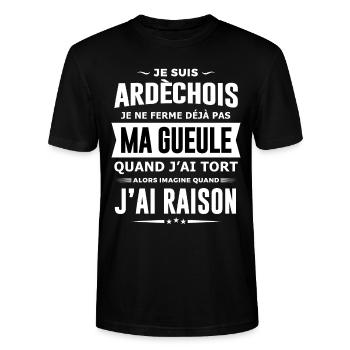 Ardèchois je ne ferme pas ma gueule humour Ardèche - T-shirt bio CRAFTER Stanley Stella Unisexe - noir - Devant - Alina (178cm) & Michal (187cm)
