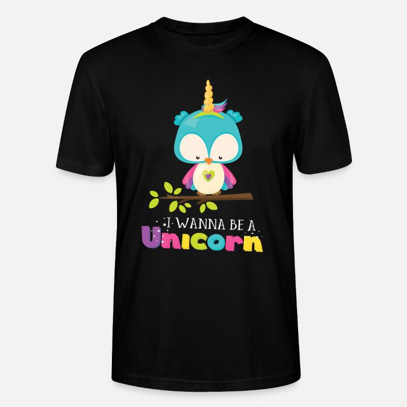 Einhorn Eule - Stanley/Stella Unisex Bio-T-Shirt CRAFTER - Schwarz