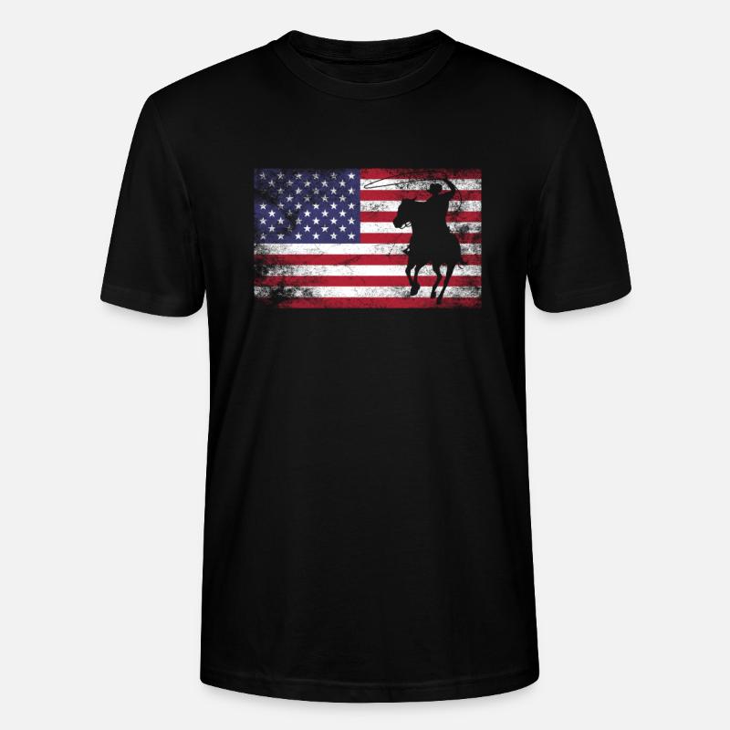 Drapeau des États-Unis Cowboy - T-shirt bio CRAFTER Stanley Stella Unisexe - noir