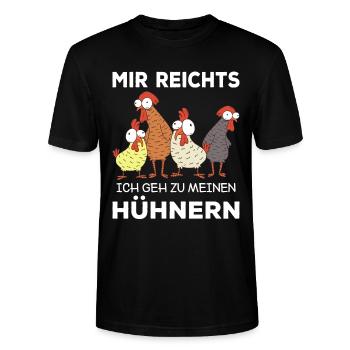 Mir reichts ich geh zu meinen Hühnern Hühner - Stanley/Stella Unisex Bio-T-Shirt CRAFTER - Schwarz - Vorne - Alina (178cm) & Michal (187cm)