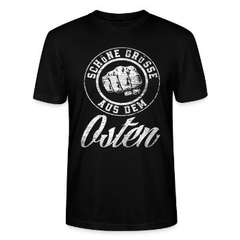 Schöne Grüße Osten - Stanley/Stella Unisex Bio-T-Shirt CRAFTER - Schwarz - Vorne - Alina (178cm) & Michal (187cm)