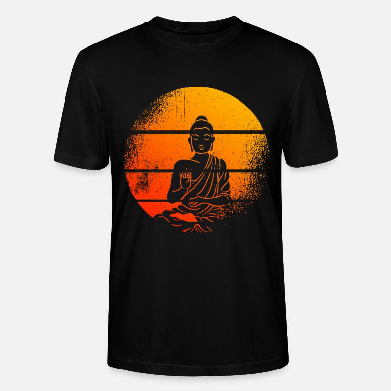 Meditierender Buddha-Statue Buddha - Stanley/Stella Unisex Bio-T-Shirt CRAFTER - Schwarz